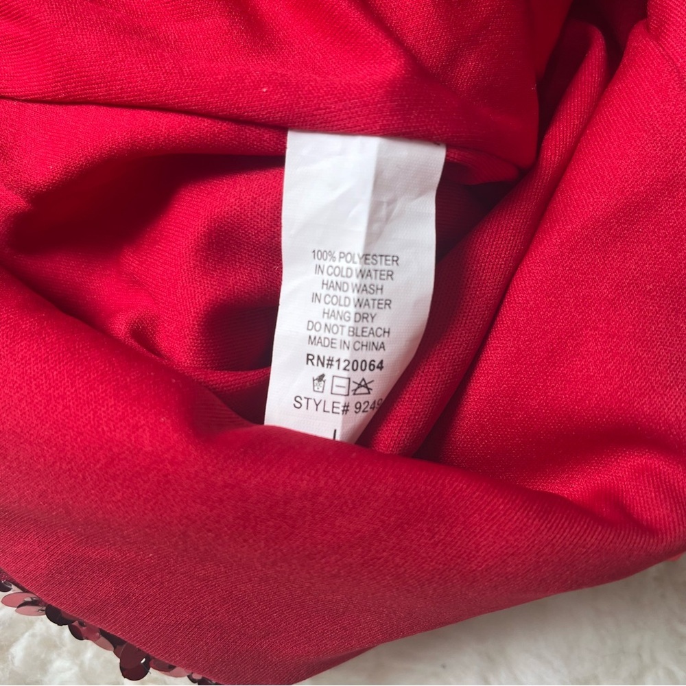 Mind Code Sequin Red Mini Dress M - image 7